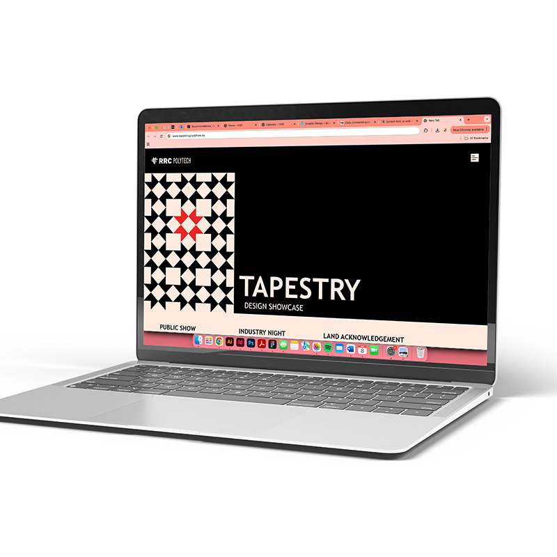 The home page of Tapestry's website mocked up on a laptop browser window